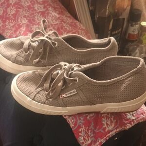 Superga Women's Perforated Gray Sneakers